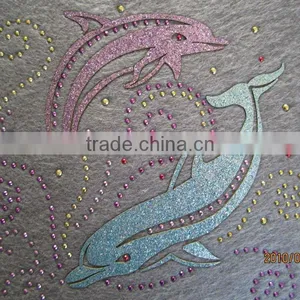 2016 Dolphin Glitter & Rhinestuds Hotfix Transfer thumbnail-1