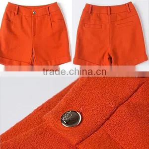 Fashion Factory Supply Woolen Winter Fold up Hem Ladies Orange Short Pants thumbnail-3