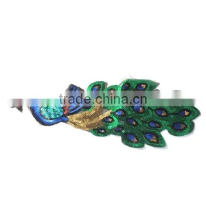 Peafowl Applique Embroidery Designs Custom Animal Embroidery Sequin Patch thumbnail-1
