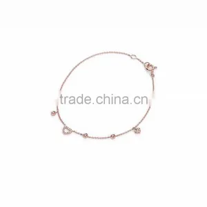 Gold Plated Fancy CZ Solitaire Heart Bracelet thumbnail-1