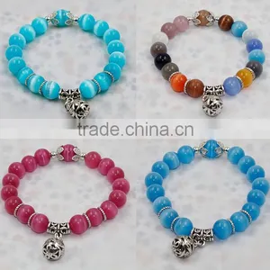 F20076N New Fashion Natural Stones Skull Bracelet For Women Crystal Opal Beads Stone Bracelet thumbnail-2