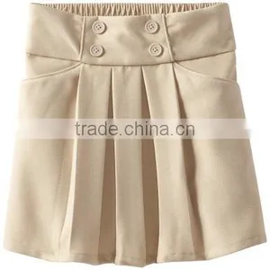 Fantastic Quality Girls Cotton Twill Khaki Bow Pocket Pleated School Uniform Skirt thumbnail-5