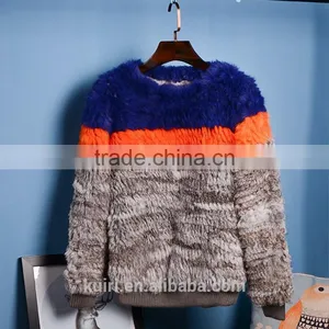 Multifunctional Women Genuine Knitted Coat Rabbit Fur Jackets Natural Winter Fashionable thumbnail-2