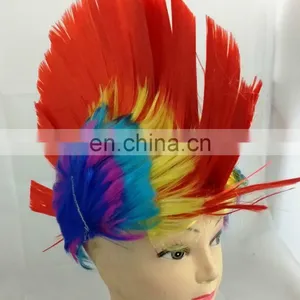 Red Mohawk Punk Kids Fancy Dress Wig Adults Party Disco Stag Hen Do Novelty Wigs FW2163 thumbnail-1