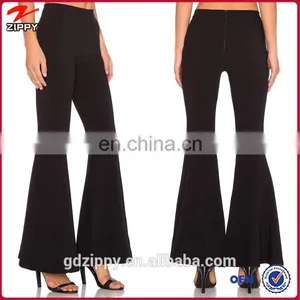 Wholesale Black Wide Leg Pants Harem Ruffle Pants thumbnail-1