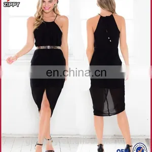 Dress Online Shopping Women Twist And Wrap Dress in Black thumbnail-1