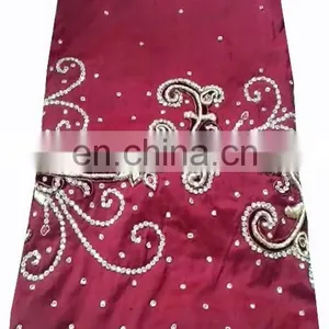 Nigeria TogoDubai Africa Style Indian Raw Silk George Wrapper With Stone Work thumbnail-1