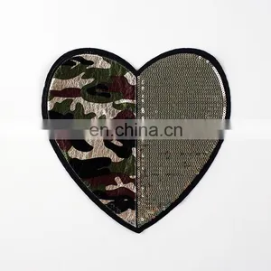 Hot Sale T-shirt Patch Heart Star Smiling Face Embroidery Patch With Camouflage And Sequins thumbnail-1