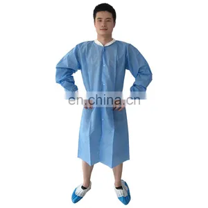 Blue Lab Coats Disposable Adult Jackets With Knit Collar & Cuff thumbnail-1