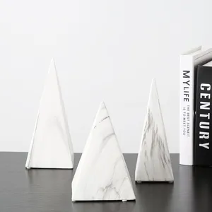 Water Transfer Printing Pyramid Figure Marble Triangular White Home Art Decoration thumbnail-4