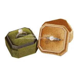 Custom Logo Square Flannel Ring Boxes Wedding Proposal Jewelry Ring Box thumbnail-2