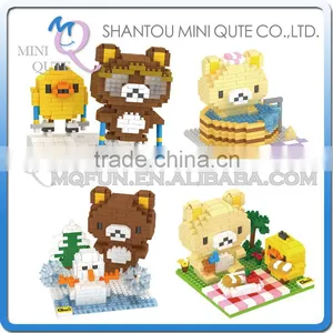 Mini Qute GEM Kawaii Bath Snowman Picnic Skiing Rilakkuma Plastic Building Blocks Cartoon Movie Model Educational Toy thumbnail-1