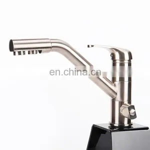 Single Handle Three Way Brass Kitchen Faucet Chrome Plated,Matte Chrome Satin Nickel Kitchen Faucet thumbnail-3