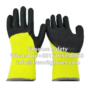 10Gauge Polyester Brushed Napping Shell Latex Crinkle Half Coated Winter Work Gloves thumbnail-2