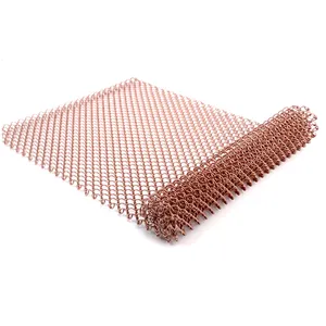 Decorative Woven Metal Mesh Fabric, Flexible Mesh Metal Curtains, Brass Wire Mesh thumbnail-1