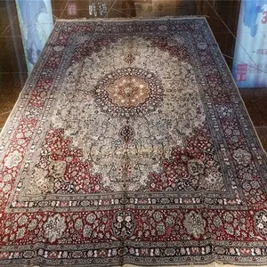 8x10ft/244x305cm Red Color Hand Knotted Silk Persian for Living Room thumbnail-2