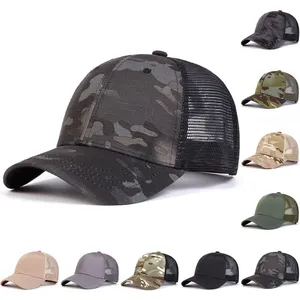 Multi Camo Ripstop Mesh Trucker Hat Curved Brim Breathable Outdoor Fishing Hunting Baseball Cap Custom Logo Wholesale thumbnail-1