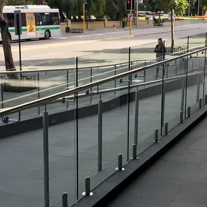 SS316 Frameless Glass Railing Base Matte Black Powder Coated Core Drilled 1000N Load Capacity for Staircase Balustrade thumbnail-1