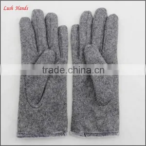 Ladies Winter Warm Grey Woolen Dress Fashion Hand Gloves With Fur and Button thumbnail-4