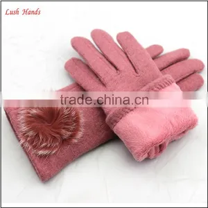 Ladies Fashion Pink Woolen Hand Gloves Manufactory thumbnail-4