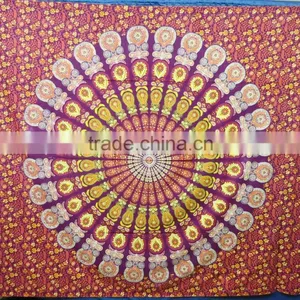 New Arrival Mandala Round Printed Bedsheet Boho Bohemian Cotton Bedspread Wall Hanging thumbnail-1