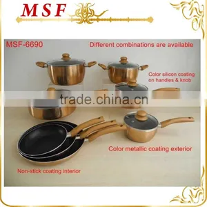 MSF-6690 13pcs Cookware Set Pressing Aluminum Cookware Brilliant Copper Painting Exterior thumbnail-2
