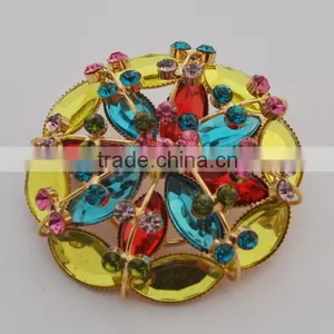 Citrine and Peridot and Ruby Crystal Stud High-end Brooches thumbnail-1