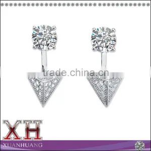Wholesale Sterling Silver Micro Pave White CZ Pyramid Ear Jacket Earrings thumbnail-1