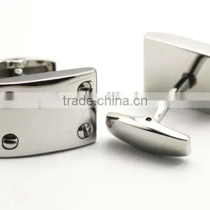 Stainless Steel Silver Rectangle Personalized Cool Cufflinks for Men thumbnail-5