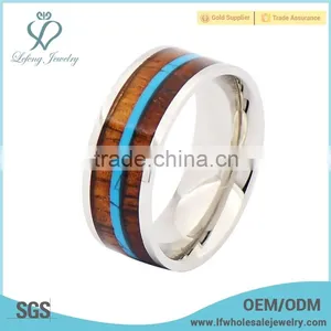 Fashion Titanium Wood and Silver Ring,wooden Titanium Rings for Men thumbnail-1
