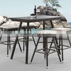 Plastic Rattan Furniture Mini Bar Table and Chairs thumbnail-1