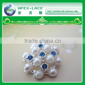 HWM146 Custom Shank Rhinestone Pearl Button thumbnail-1