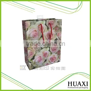 High Quality Recycled Pink Rose Paper Red Bags for Gift thumbnail-1