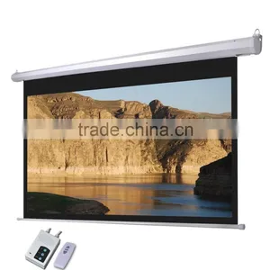 Wall Mount Motorized Projector Screen / High Ceiling Hanging Projector Screen thumbnail-1