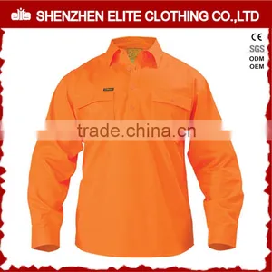 Lightweight Cotton Drill Men Orange Work Shirt thumbnail-1