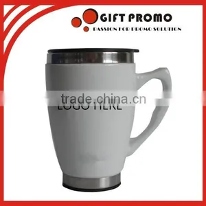 Promotional White Ceramic Travel Mug thumbnail-1