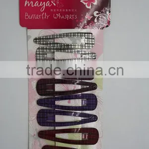 Hot Sale Tartan Print Metal Snap Hair Clips for Girls thumbnail-1