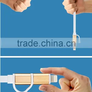 Luxury 2 in 1 Flat Noodle Data Sync Charging USB Cable For Iphone 5/5s 6 Plus Samsung S5 S6 thumbnail-1