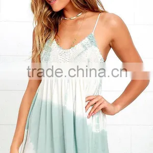 2016 Latest Fashion Dresses Short Crocheted Top Tie-dye Dress New Summer Dresses thumbnail-6