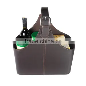 Leather Storage Baskets Wine Basket thumbnail-1