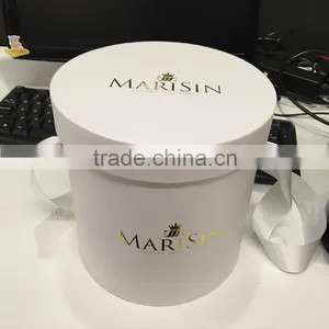 Elegant Round Flower Box With Gold Logo thumbnail-3