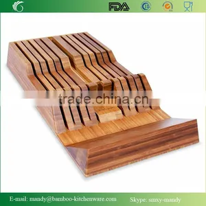 Bamboo In-Drawer Knife Tray With Handle Rest Wedge 18"x9"x2.5" thumbnail-1