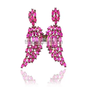 Rose Gold Plated 925K Sterling Silver Pink Angel Wing Earrings thumbnail-1