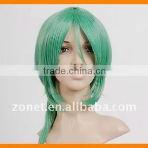 Fashion Cosplay Green 60cm HAKUOUKI SAITOU DARK PURPLE COSPLAY WIG With Ponytail Wig thumbnail-1