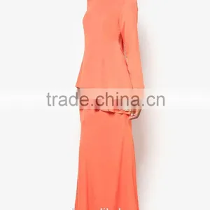 Orange Color Dress With Black Sequined Scarf Muslim Dress thumbnail-4