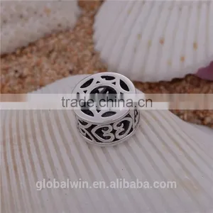 New Fashion Silver Bead Handcraft Custom Silver Charm Hollow Out Round Silver Bead Engraved S925 Fashion Jewelry T045 thumbnail-1
