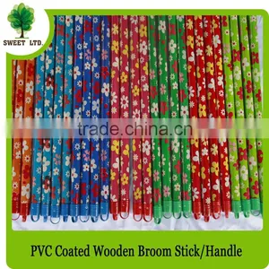Cleaning Tools Mops Handle Colorful Fower Design Wood Broom Stick thumbnail-6