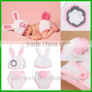 Rabbit Shape Baby Photography Props Cotton Yarn Baby Costume thumbnail-3