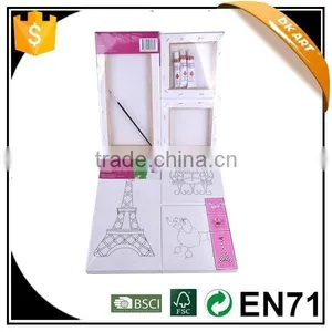 On-time Delivery,Outline One Color Printed Stretched Canvas Set With 3pcs Stretched Canvas,6pcs Acrylic Paints,1pc Brush thumbnail-1