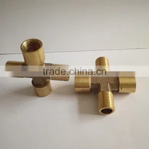 BSP,NPT,male and Female ,1/4*1/4 *1/4*1/4forged Cross -type Brass Connector,manifold Connectors thumbnail-1